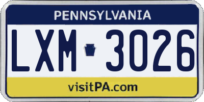 PA license plate LXM3026