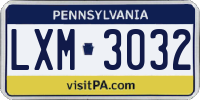 PA license plate LXM3032