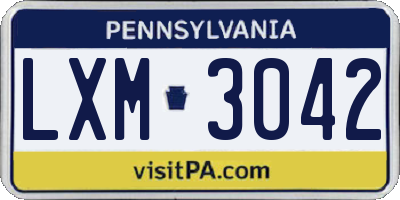 PA license plate LXM3042