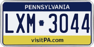 PA license plate LXM3044