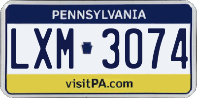 PA license plate LXM3074