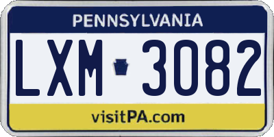 PA license plate LXM3082