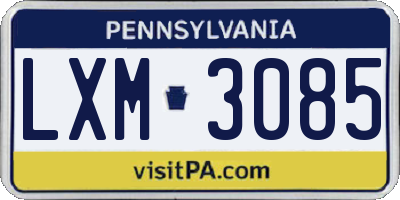 PA license plate LXM3085