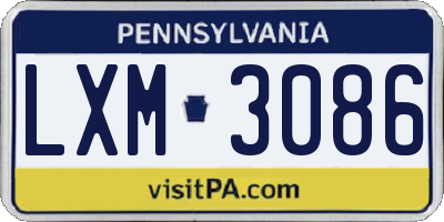 PA license plate LXM3086