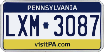 PA license plate LXM3087