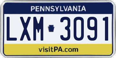 PA license plate LXM3091