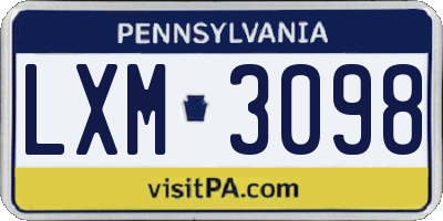 PA license plate LXM3098