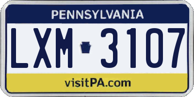 PA license plate LXM3107