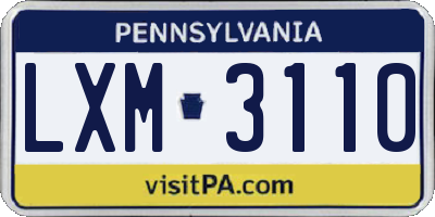 PA license plate LXM3110