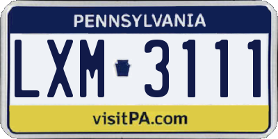 PA license plate LXM3111