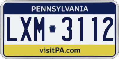 PA license plate LXM3112