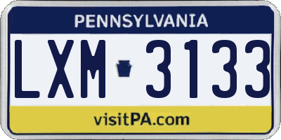 PA license plate LXM3133