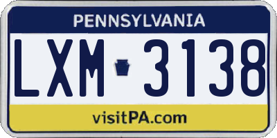 PA license plate LXM3138
