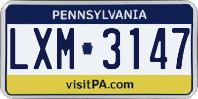 PA license plate LXM3147