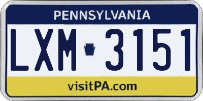 PA license plate LXM3151