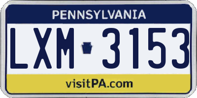 PA license plate LXM3153