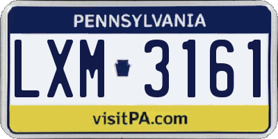 PA license plate LXM3161
