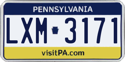 PA license plate LXM3171