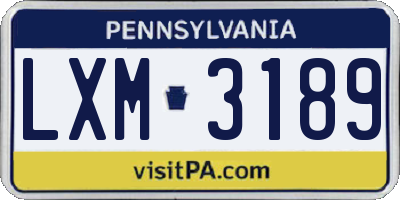 PA license plate LXM3189