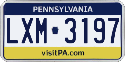 PA license plate LXM3197