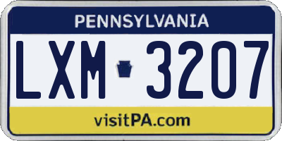 PA license plate LXM3207