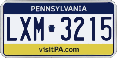 PA license plate LXM3215