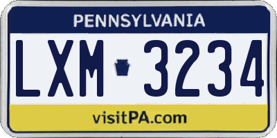 PA license plate LXM3234