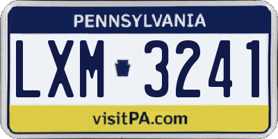 PA license plate LXM3241