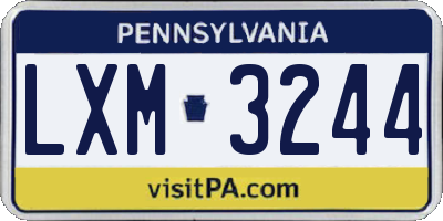 PA license plate LXM3244
