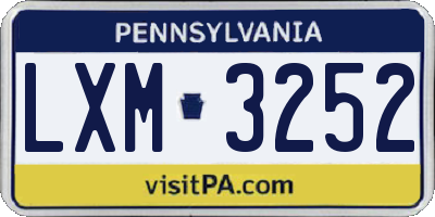 PA license plate LXM3252