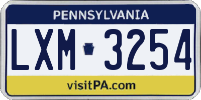 PA license plate LXM3254