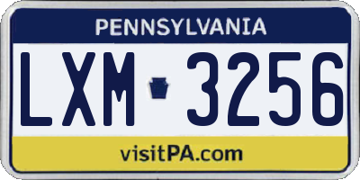 PA license plate LXM3256