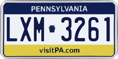PA license plate LXM3261