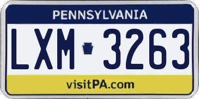 PA license plate LXM3263