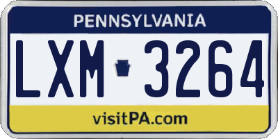 PA license plate LXM3264