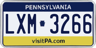 PA license plate LXM3266
