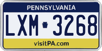 PA license plate LXM3268
