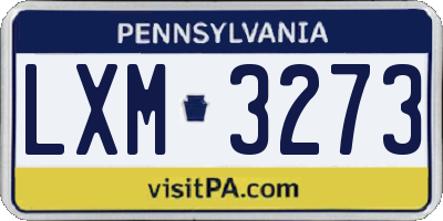 PA license plate LXM3273