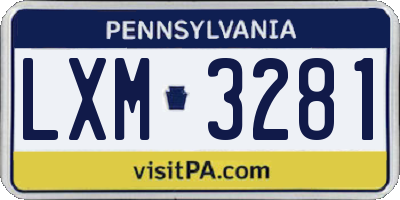 PA license plate LXM3281