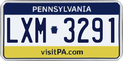 PA license plate LXM3291