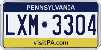 PA license plate LXM3304