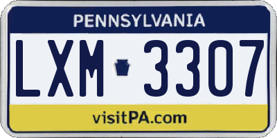 PA license plate LXM3307