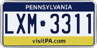 PA license plate LXM3311