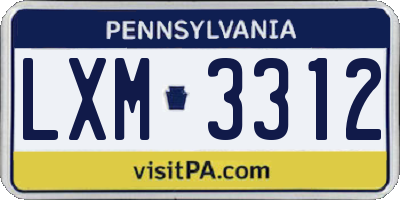 PA license plate LXM3312