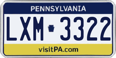PA license plate LXM3322