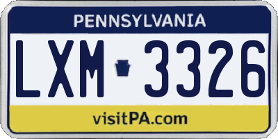 PA license plate LXM3326