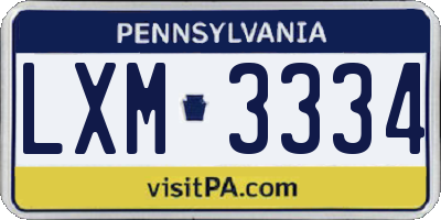 PA license plate LXM3334