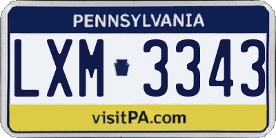 PA license plate LXM3343