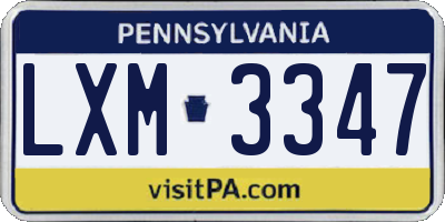 PA license plate LXM3347