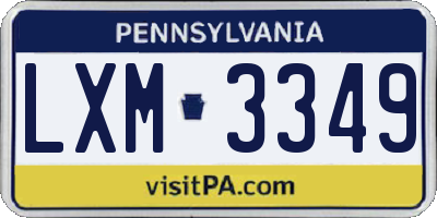 PA license plate LXM3349